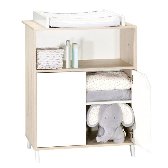 Commode a langer - Babyprice - Scandi naturel - 2 portes - 1 niche - En bois
