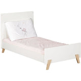 Lit évolutif - 140x70cm - Babyprice Joy Naturel - Blanc sur pieds en bois naturel