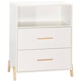 Commode a langer - Babyprice - Joy Naturel - 2 tiroirs - 1 niche - Blanc - Sur pieds en bois naturel