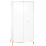 Armoire bÈbÈ Joy Naturel - Blanche - Sur pieds en bois naturel - 2 portes - Babyprice