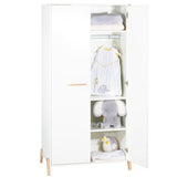 Armoire bÈbÈ Joy Naturel - Blanche - Sur pieds en bois naturel - 2 portes - Babyprice