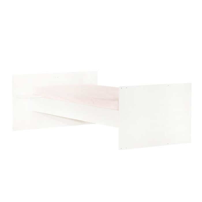 Lit CombinÈ - 120x60cm - Evolutif en 90x190cm - Babyprice Joy Naturel - Blanc sur pieds en bois naturel