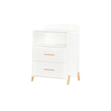 Lit CombinÈ - 120x60cm - Evolutif en 90x190cm - Babyprice Joy Naturel - Blanc sur pieds en bois naturel