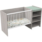 Lit bébé combiné - 120x60cm - Evolutif en 90x190cm - Babyprice Up - Chene silex - Avec commode a langer étagere