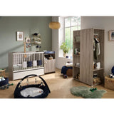 Lit bÈbÈ combinÈ - 120x60cm - Evolutif en 90x190cm - Babyprice Up - Chene - Avec commode a langer 1 porte
