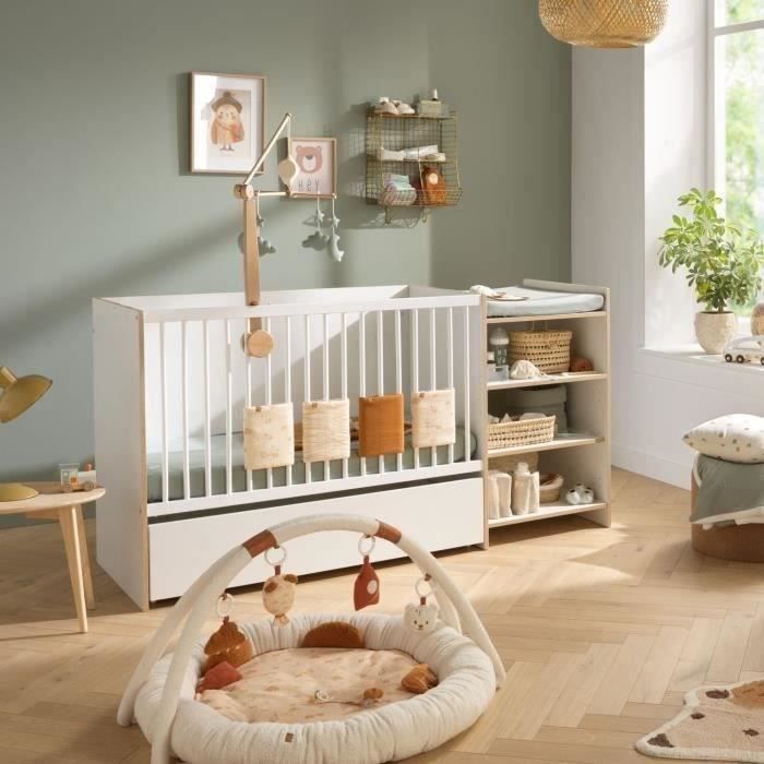 Lit bébé combiné - 120x60cm - Evolutif en 90x190cm - Babyprice First - En bois et chant bois