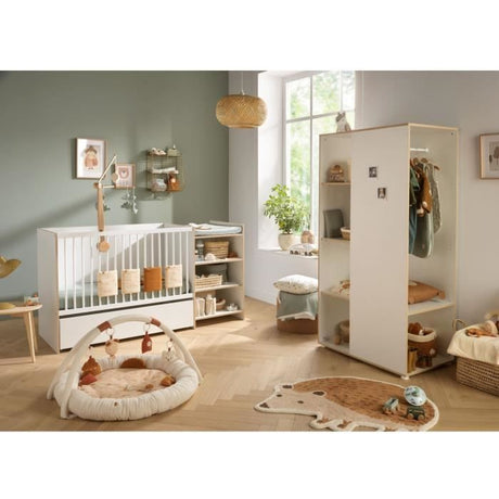 Lit bébé combiné - 120x60cm - Evolutif en 90x190cm - Babyprice First - En bois et chant bois