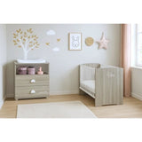 Chambre bébé complete - Lit 120x60 et commode a langer - BABY PRICE - SMILE - Chene silex