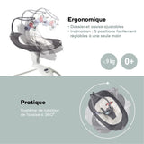 Babymoov Balancelle Bébé Electrique Swoon Motion, Assise a 360° - 5 vitesses - Réducteur & Arche inclus - 8 Berçeuses, Zinc