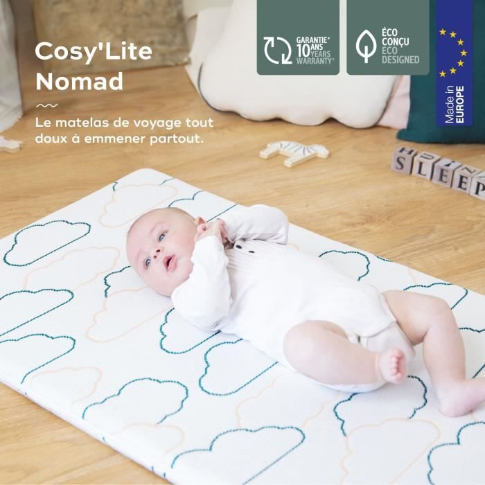 Babymoov Matelas de voyage Cosy'Lite Nomad 60x120cm, oeko Tex, Eco-conÁu, FabriquÈ au Portugal