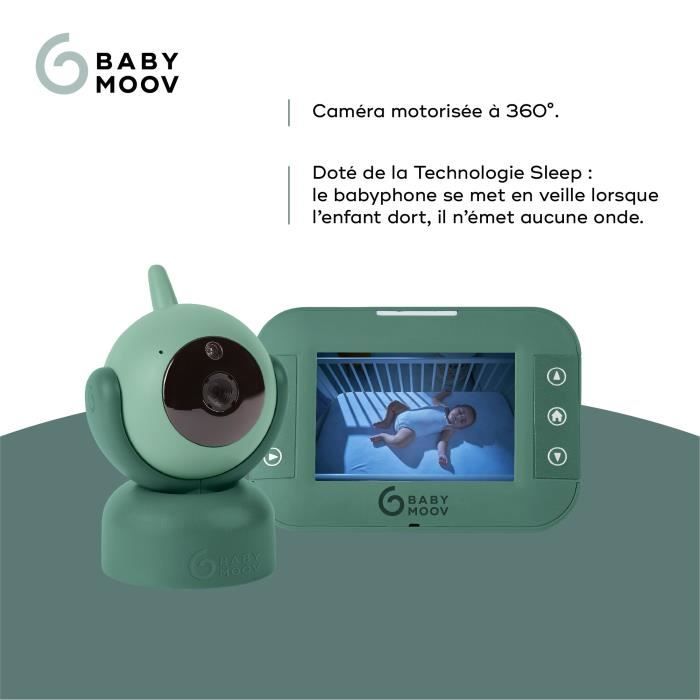 Babymoov Babyphone Caméra YOO Twist - Caméra motorisée avec vue a 360° - Technologie Sleep - Vision nocturne -  Portée 300m