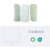 Lot de 3 langes - DOOMOO - Gaze de coton biologique - Certifié oeko-Tex - Vert