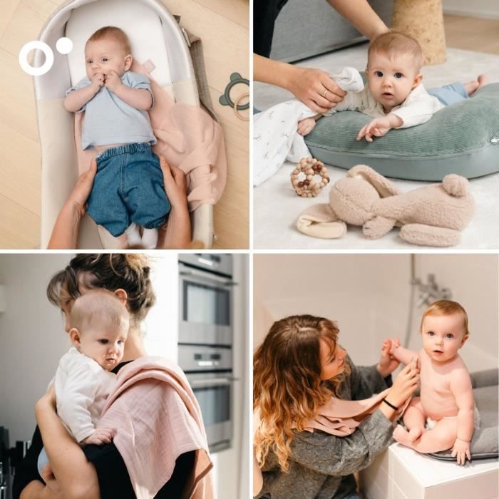 Lot de 3 langes - DOOMOO - Gaze de coton biologique - Certifié oeko-Tex - Rose