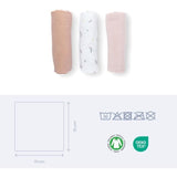 Lot de 3 langes - DOOMOO - Gaze de coton biologique - Certifié oeko-Tex - Rose