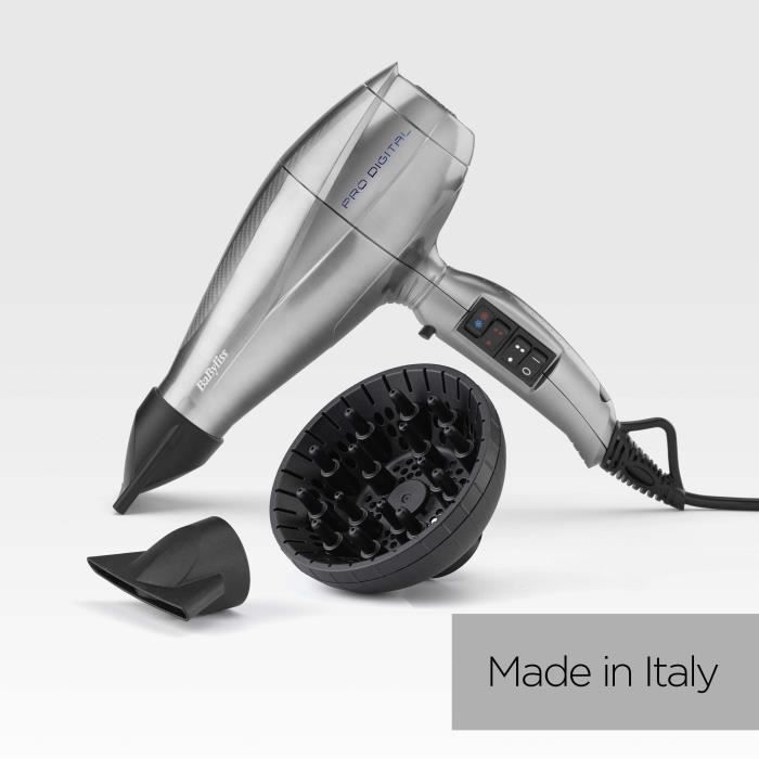 Seche-cheveux  - BaByliss - 6000E Pro Digital 2200 - Technologie Ionique et Céramique - Fabriqué en Italie