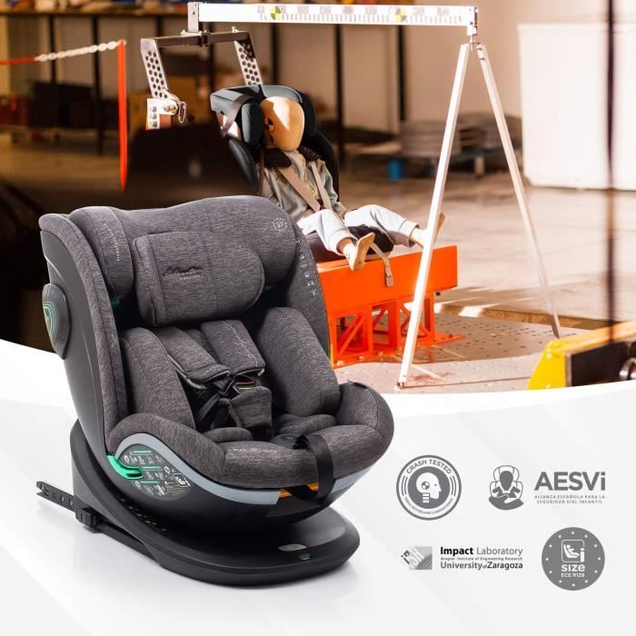 Siege auto - BABYAUTO - XPERTA GREY DOBBY - De la naissance a 12 ans - 0-36 kg - I-Size - ISOFIX - Pivotant 360° - ECE R129