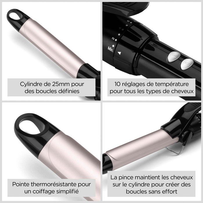 Boucleur - BaByliss - C325E Curling Tong - 25 mm - Pour des Boucles Rapides et Rebondies