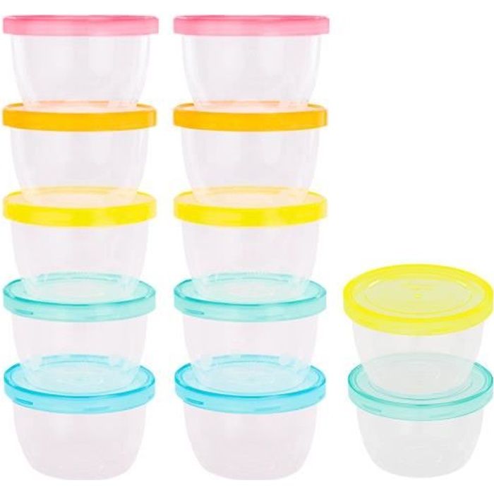 Badabulle Set of 12 badabowls - Graduated storage boxes 250ml - Rewritable surface