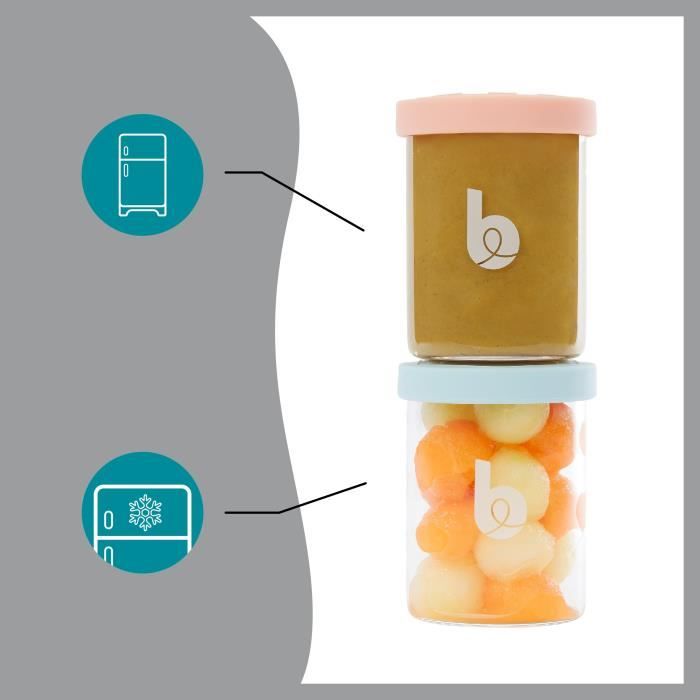 Babymoov ISY BOWLS 6 Pots de conservation en Verre Borosilicate - GraduÈs 250ml