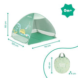 BADABULLE Tente anti-UV bébé, grande tente de plage, haute protection solaire FPS 50+, systeme pop-up, vert