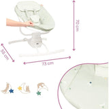 Badabulle Balancelle Bébé Electrique Latérale - 3 Vitesses de Balancement - 8 Berçeuses - Arche de jeux - Garantie a vie, Lichen