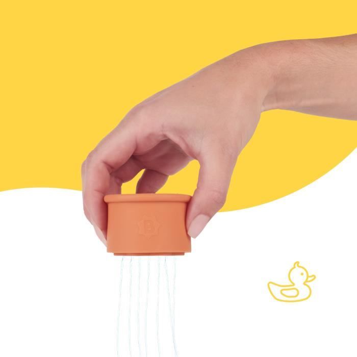 Badabulle Lot de 7 Tasses Empilables NumÈrotÈes - Jouets de Bain en Silicone Souple