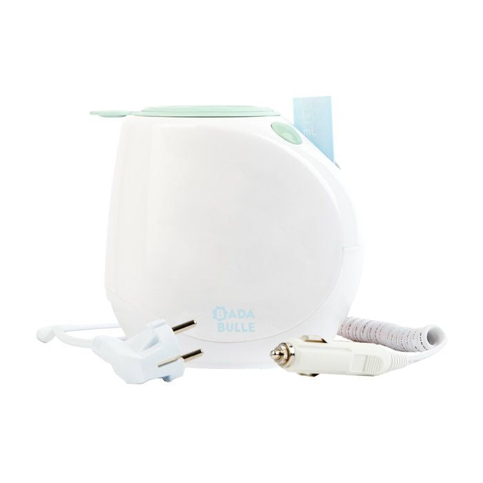 Badabulle - Chauffe Biberon Nomade Easy(+) - Utilisation Maison et Voiture, Adaptateur Inclus - Universel - Dosette et Panier Inclus
