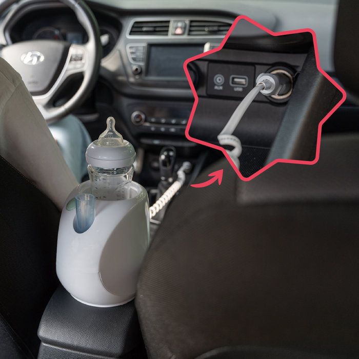 Badabulle - Chauffe Biberon Nomade Easy(+) - Utilisation Maison et Voiture, Adaptateur Inclus - Universel - Dosette et Panier Inclus