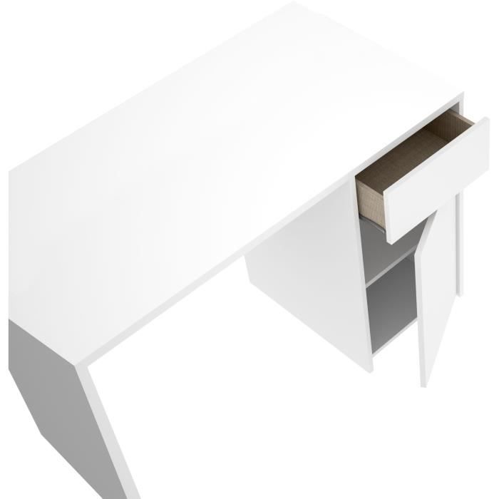 Bureau - BALI - Blanc - 1 tiroir / 1 porte - 110,3 x 50,2 x 74,2 cm