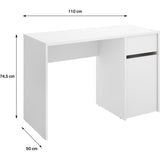 Bureau - BALI - Blanc - 1 tiroir / 1 porte - 110,3 x 50,2 x 74,2 cm
