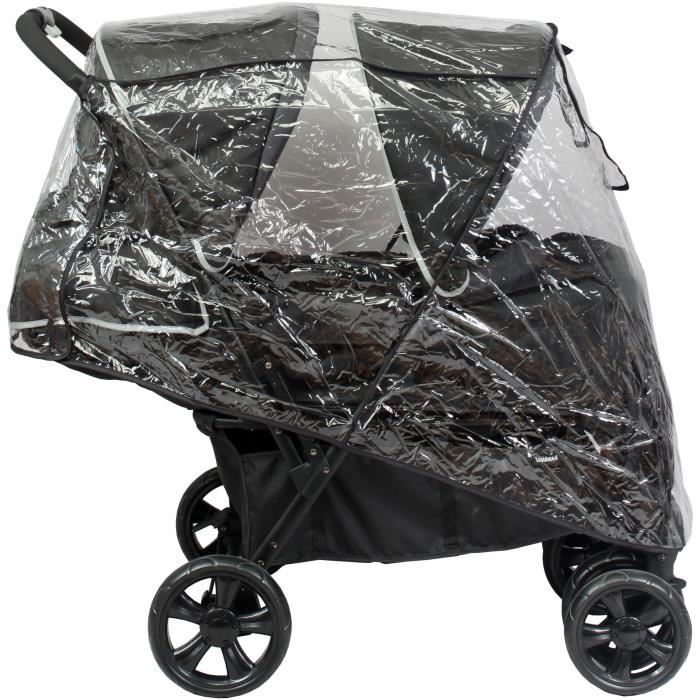 Poussette Double BAMBISOL - Toute équipée - Habillage pluie inclus - Pliage facile