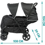 Poussette Double BAMBISOL - Toute équipée - Habillage pluie inclus - Pliage facile