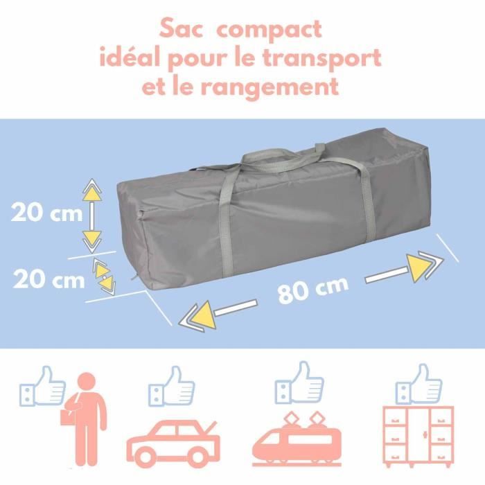 Lit parapluie BAMBISOL 120x60 cm - De la naissance a 36 mois - Matelas et sac de transport inclus