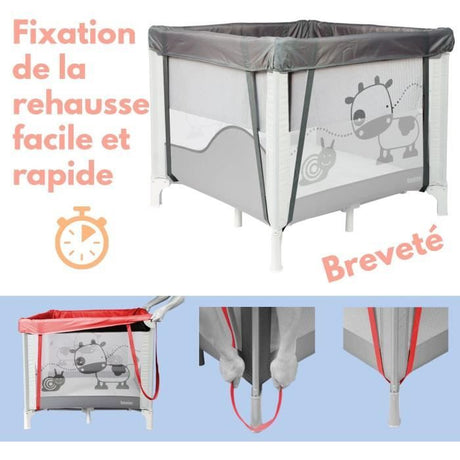 BAMBISOL - Parc/Berceau Bébé Pliant 90x90cm avec 2 Niveaux de Couchage - Sac de Transport, Espace de Jeux