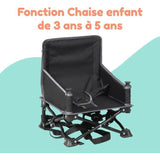 Rehausseur de chaise - BAMBISOL - 6/35 mois - Evolutif en chaise enfant 3/5 ans - Pliable - Noir