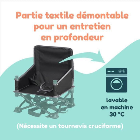 Rehausseur de chaise - BAMBISOL - 6/35 mois - Evolutif en chaise enfant 3/5 ans - Pliable - Noir