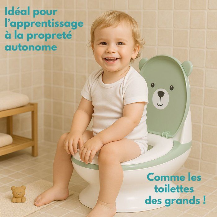 Mini toilettes pour bébé - BAMBISOL - Ourson - Vert Amande