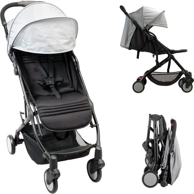 BAMBISOL - Poussette compacte - YUKO - 0 a 36 mois (max 15 kg) - Sangle de portage - 4 roues - Noir