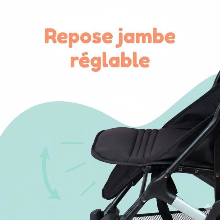 BAMBISOL - Poussette compacte - YUKO - 0 a 36 mois (max 15 kg) - Sangle de portage - 4 roues - Noir