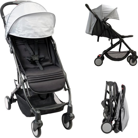 BAMBISOL - Poussette compacte - YUKO - 0 a 36 mois (max 15 kg) - Sangle de portage - 4 roues - Noir