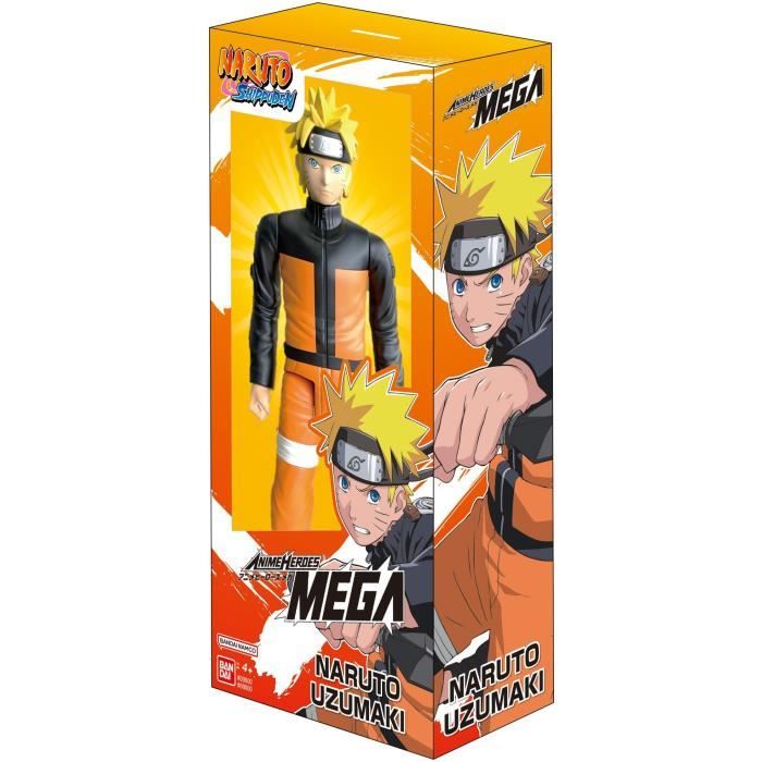 Grande Figurine articulée - BANDAI - Anime Heroes - Naruto Shippuden - Figurine Anime Heroes Mega 30 cm - Naruto Uzumaki