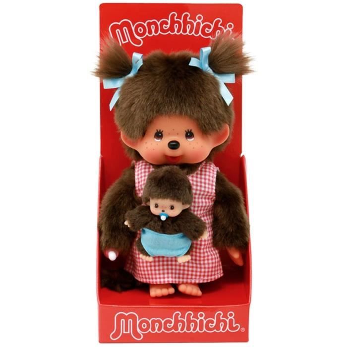 Peluche Monchhichi Maman & BÈbÈ - 20 cm - BANDAI