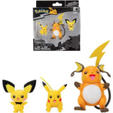 Figurines PokÈmon Bandai - Pack Èvolution Pichu, Pikachu et Raichu