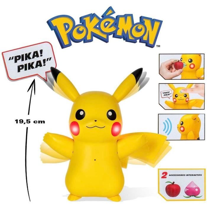 Figurine miniature - BANDAI - PokÈmon Pikachu interactif et ses accessoires - Jouet avec lumieres, sons et mouvements - JW3330