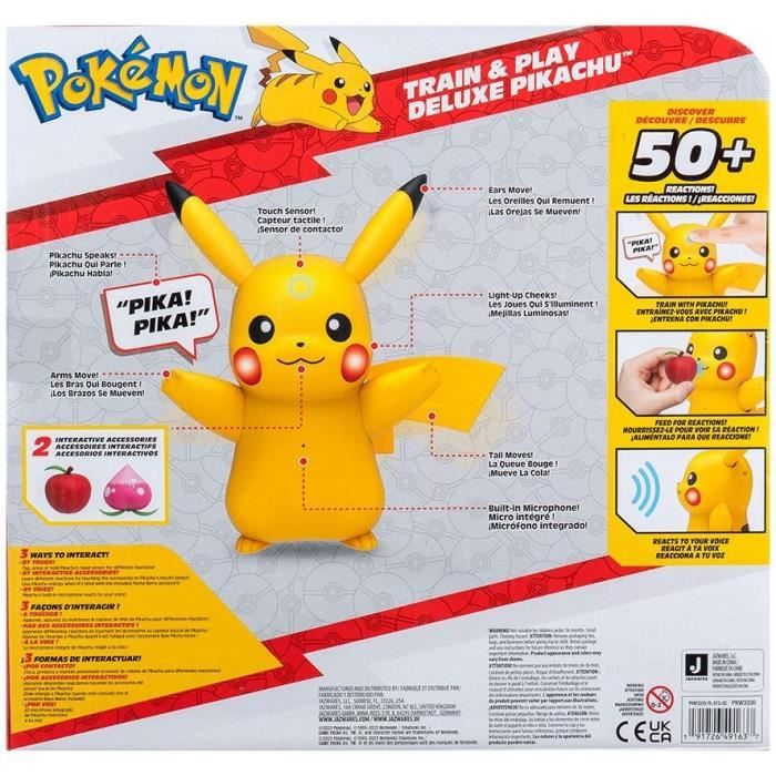 Figurine miniature - BANDAI - PokÈmon Pikachu interactif et ses accessoires - Jouet avec lumieres, sons et mouvements - JW3330