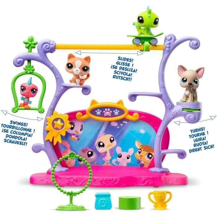 BANDAI - Littlest Pet Shop - Coffret Pets Got Talent - Ensemble de jeu avec 2 animaux, dÈcor et accessoires - BF00558