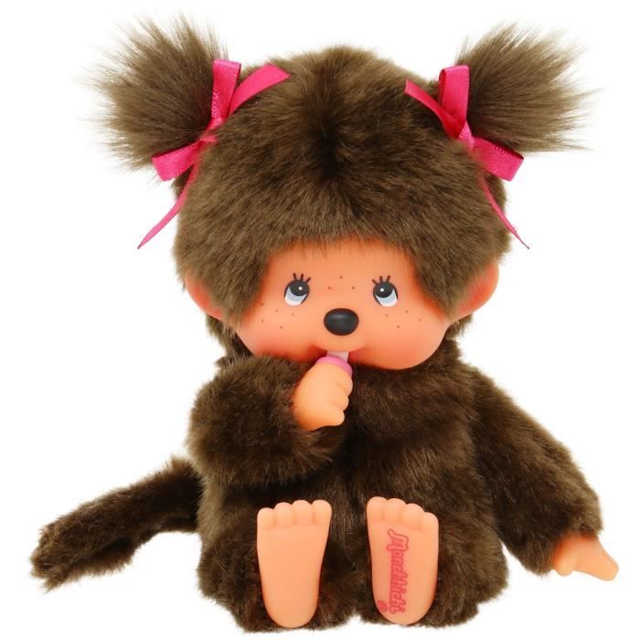 Peluche singe - BANDAI - Peluche l'Original Fille - Monchhichi - 20 cm