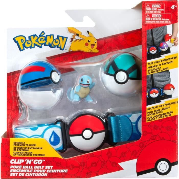 Ceinture - BANDAI - PokÈmon Clip ëN' Go - 1 ceinture, 2 PokÈ Balls et 1 figurine Carapuce 5 cm