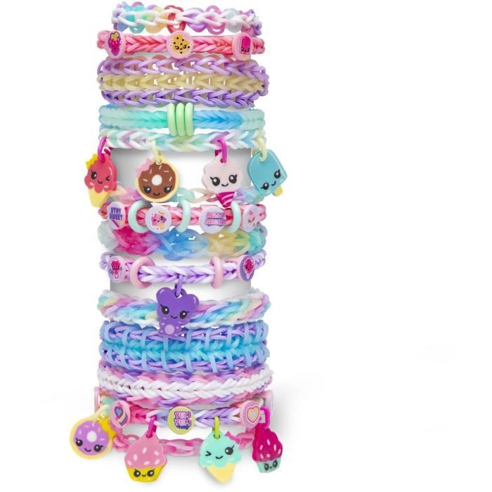Coffret fabrication automatique de bracelets élastiques - BANDAI - Rainbow Loom Boutique - Contient 4000 Élastiques, Beadmojis...