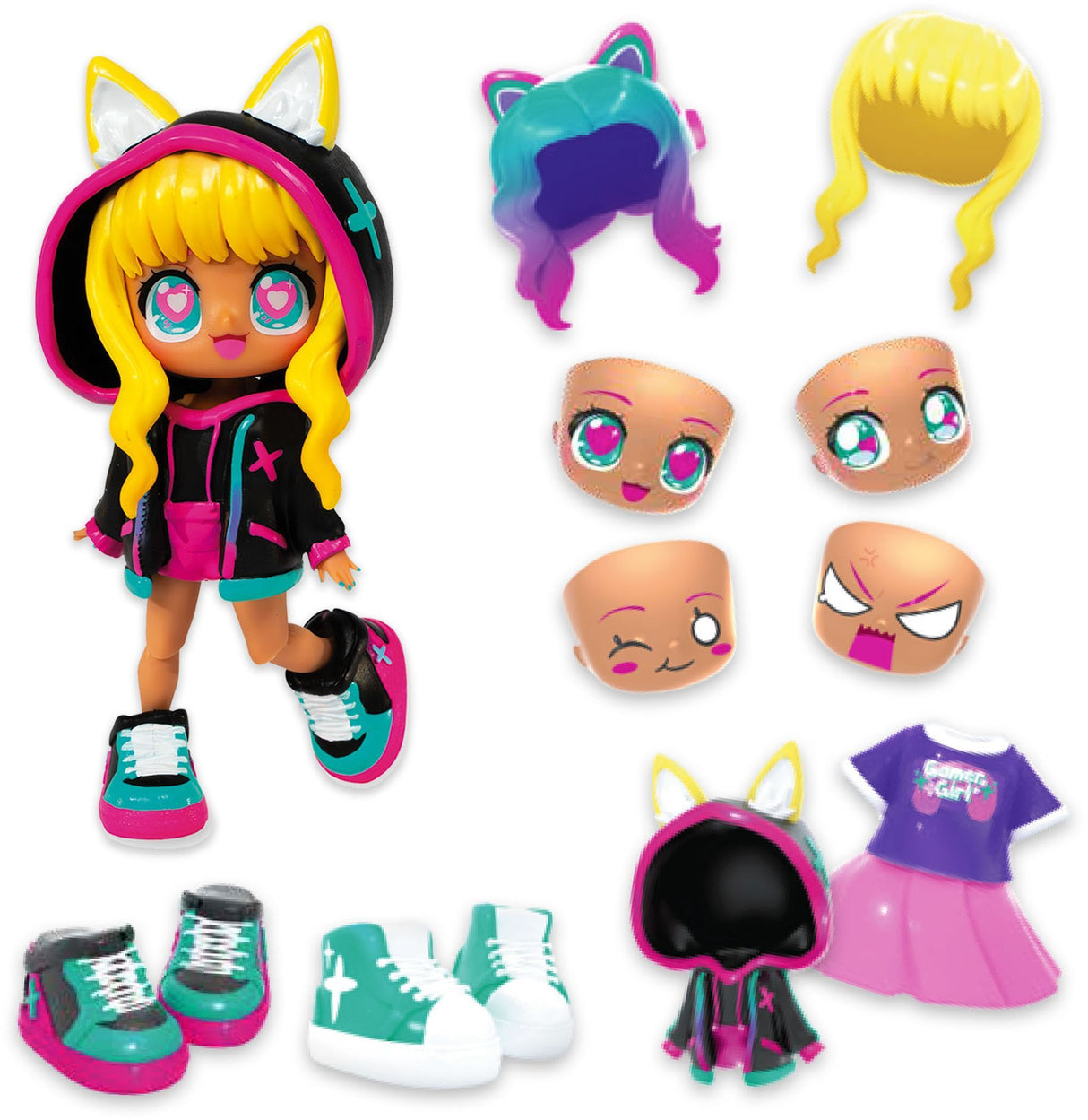 Poupée Personalisable - BANDAI - Animakii - HEA26350 - CyberPunk et Gameuse